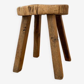 Brutalist wooden tripod stool