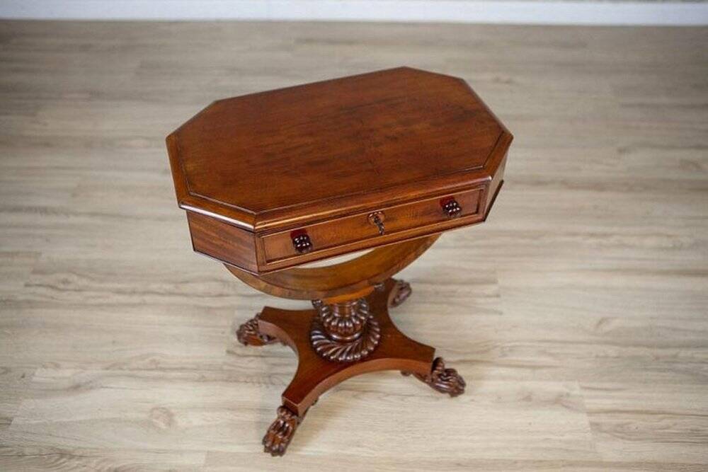 Victorian Mahogany Wood and Veneer Sewing Table, 1850s