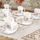 Set of 6 ARC FRANCE espresso coffee cups and undercups with location for sweets