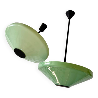 Paire du suspensions opalines Art Déco 1940