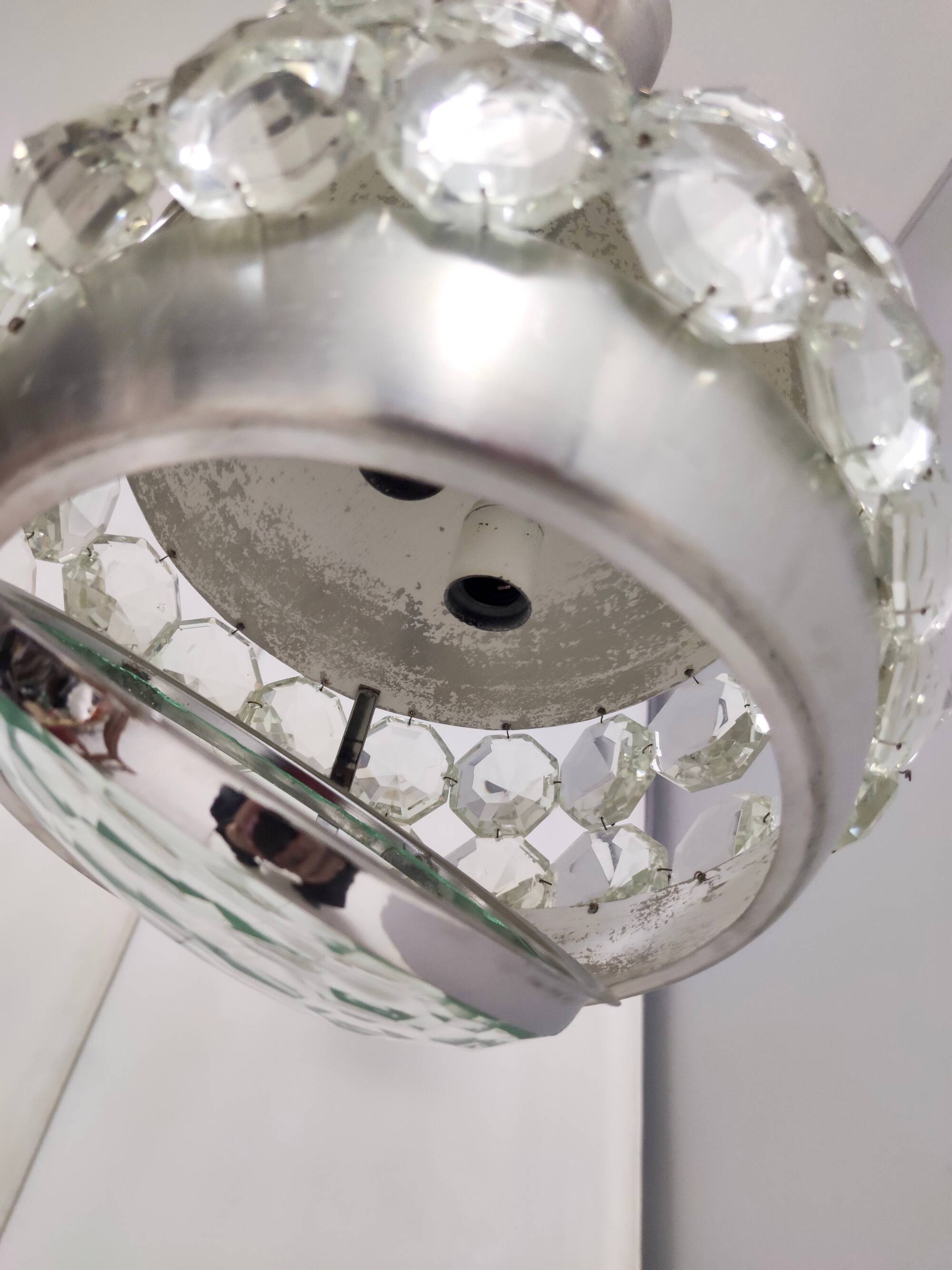 Aluminum, Crystal and Glass Pendant by Pia Guidetti Crippa for Lumi