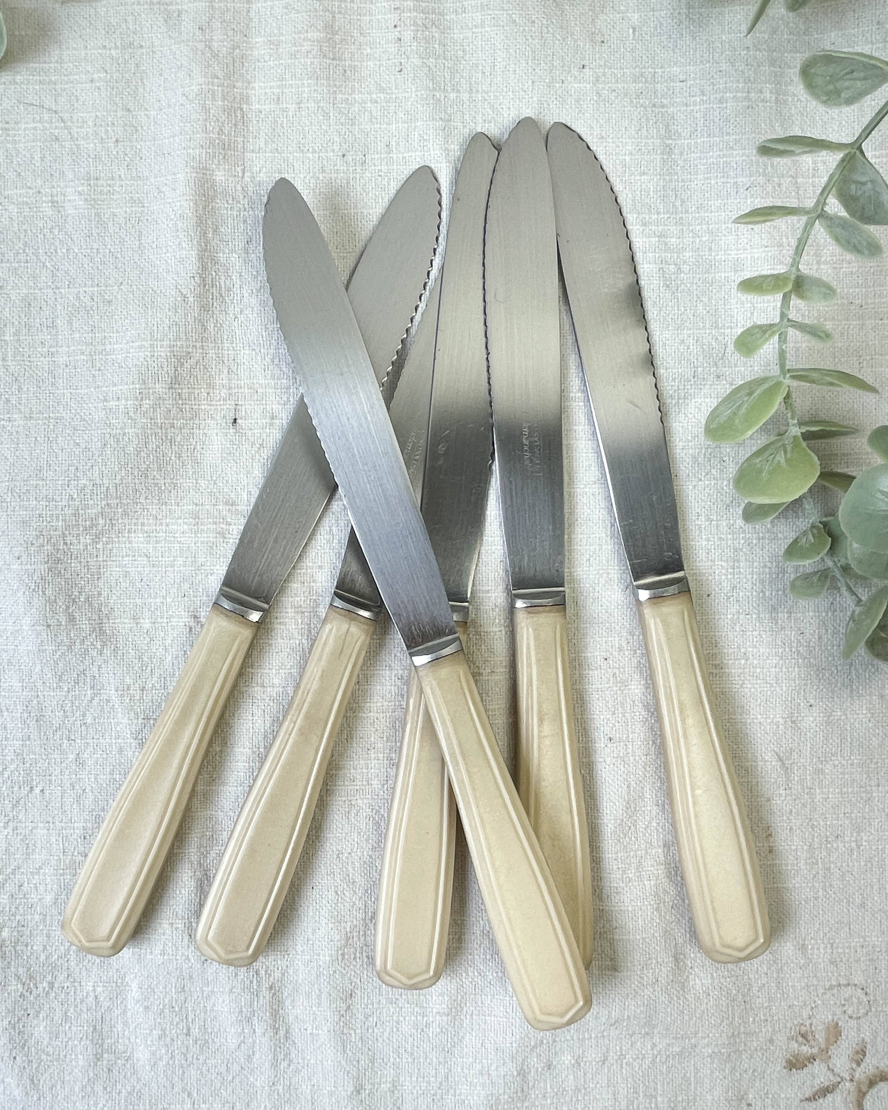 6 vintage Bakelite ivory knives France