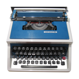 Machine à écrire Underwood 315 bleu avec notice mallette et ruban neuf