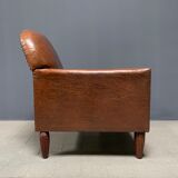 Leather art deco club chair from france, early 1900