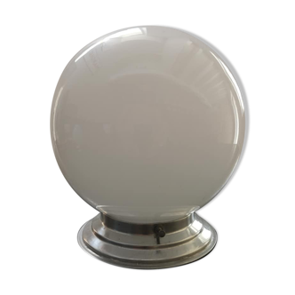 Ceiling lamp old opal globe white porcelain art deco 1930 suppot metal tbe
