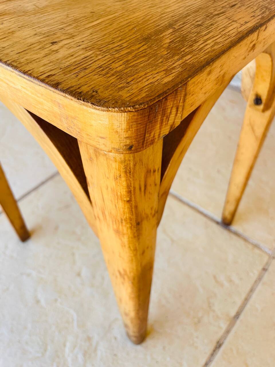 Vintage stool, curved wood by Luterma circa $50/60s