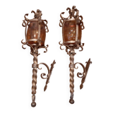 Pair of wrought iron torches