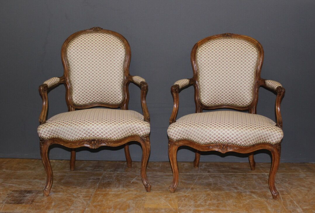 Pair of Louis XV period convertible armchairs