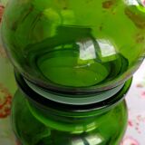 Flacon d'apothicaire en verre vert et liserés dorés pot ancien