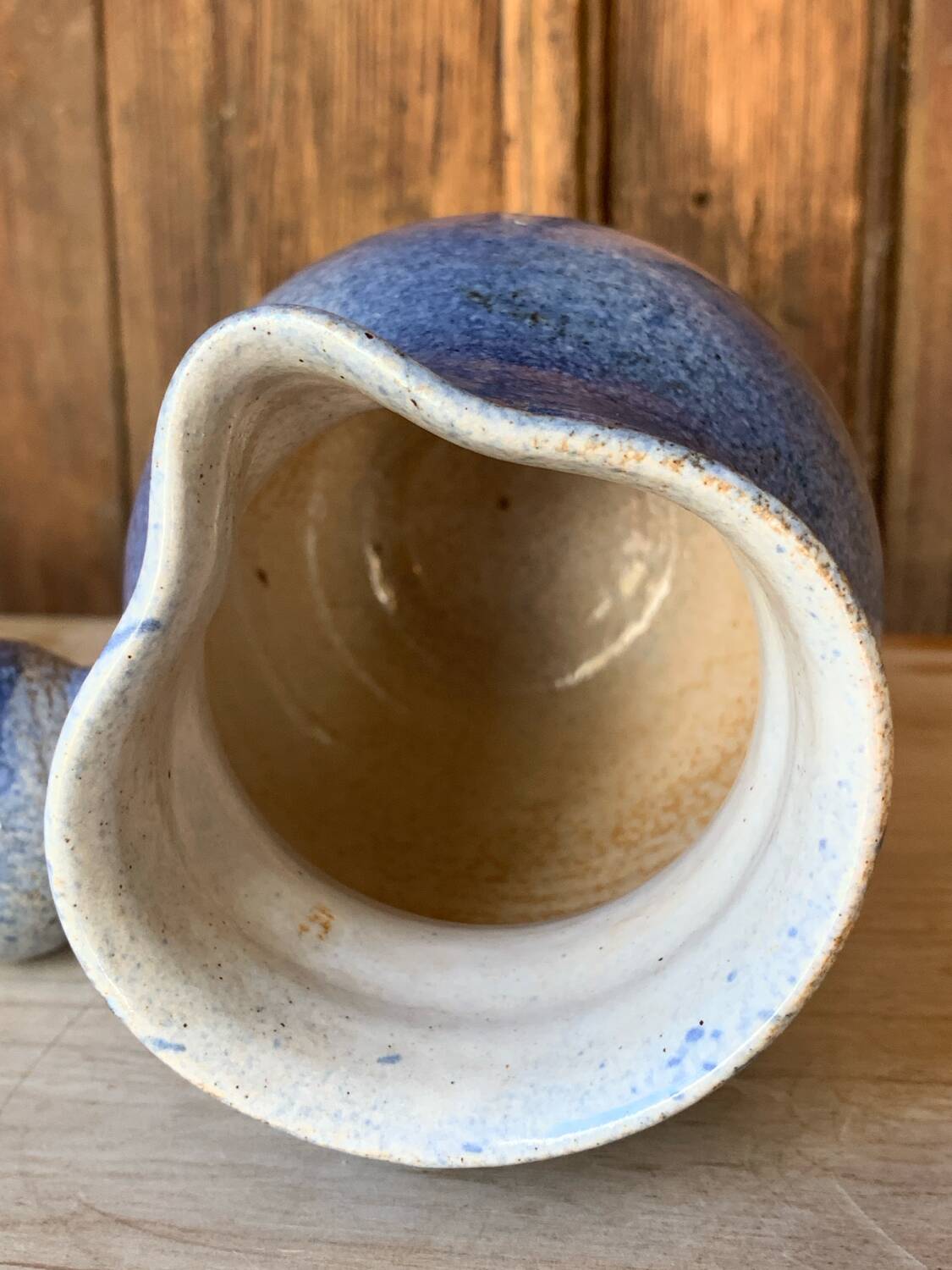 Blue ceramic pitcher by Albert Breton Vezelay