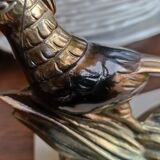 Marble and zinc art bookends - Pheasants