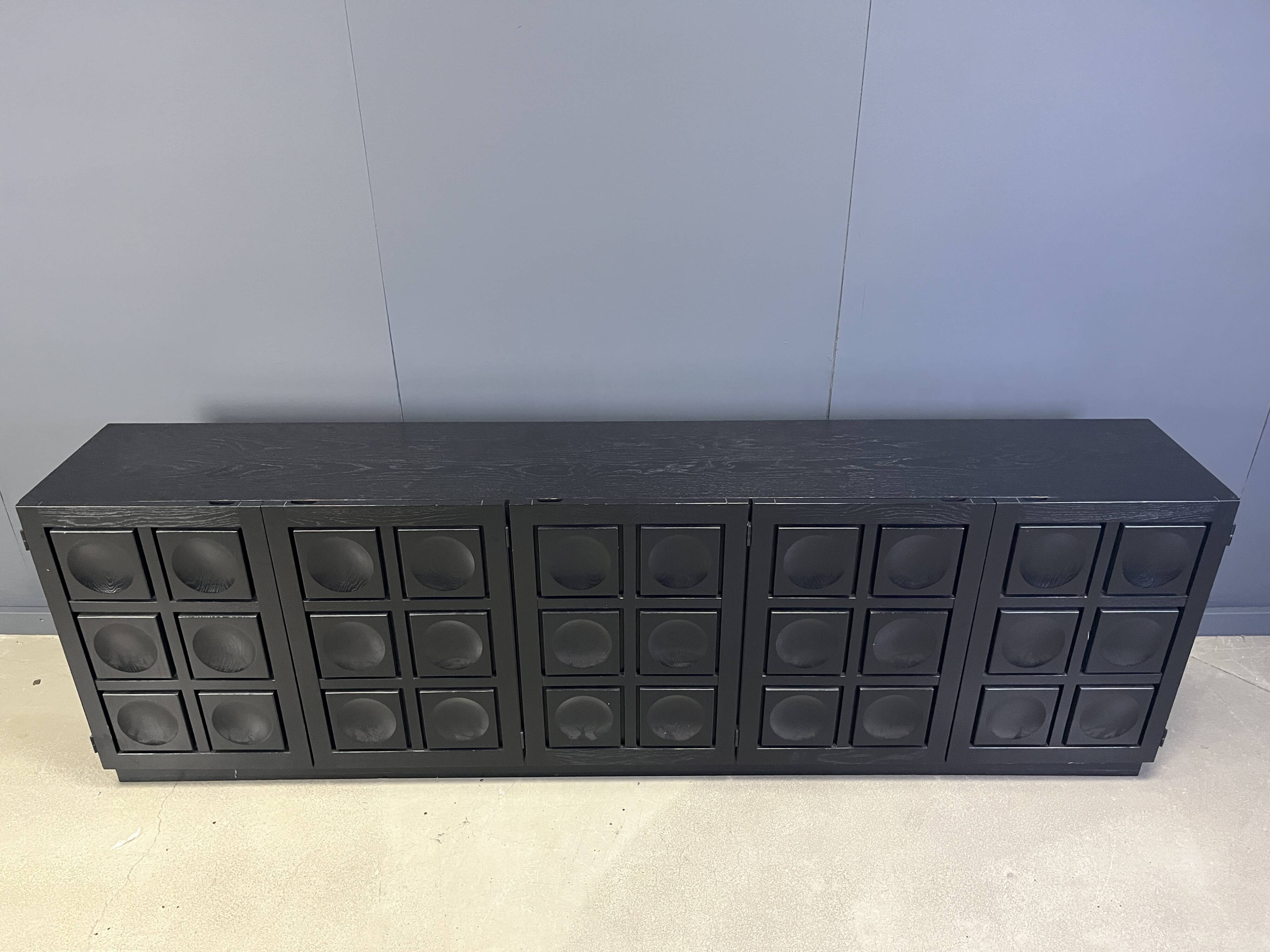 Vintage black brutalist sideboard, 1970s.