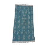 Kilim blue and white handmade carpet, 110x60cm