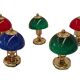 Set di 5 Lampade Vintage stile Nautico – Ottone e Vetro Colorato – 23cm