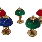Set di 5 Lampade Vintage stile Nautico – Ottone e Vetro Colorato – 23cm