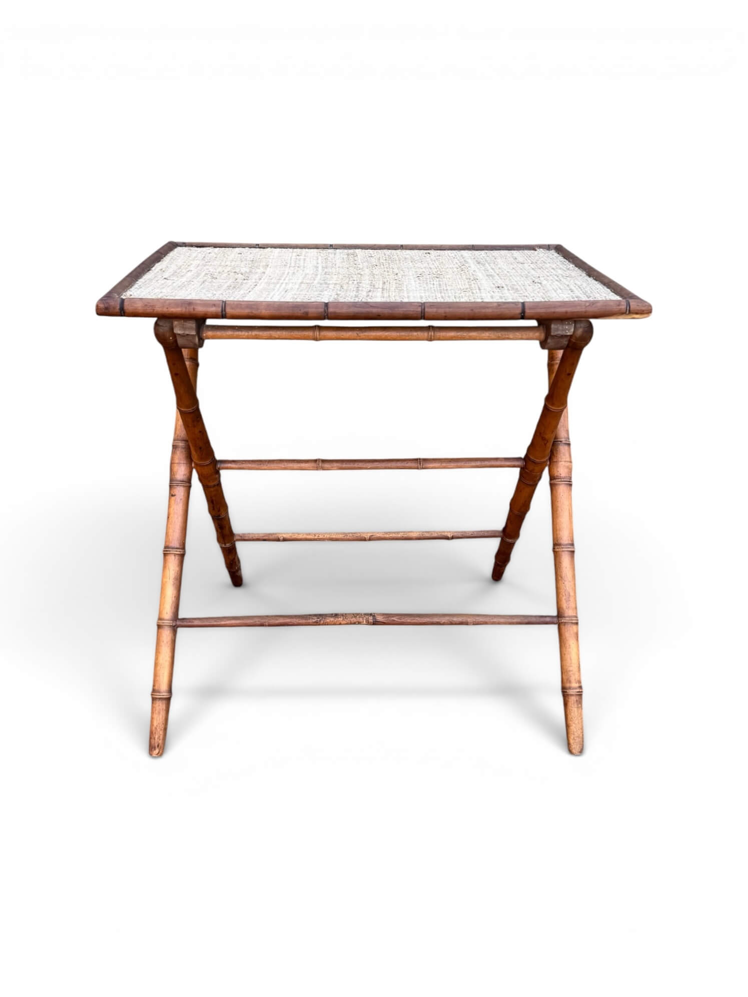 Table d’appoint pliante en faux bambou, époque 1900
