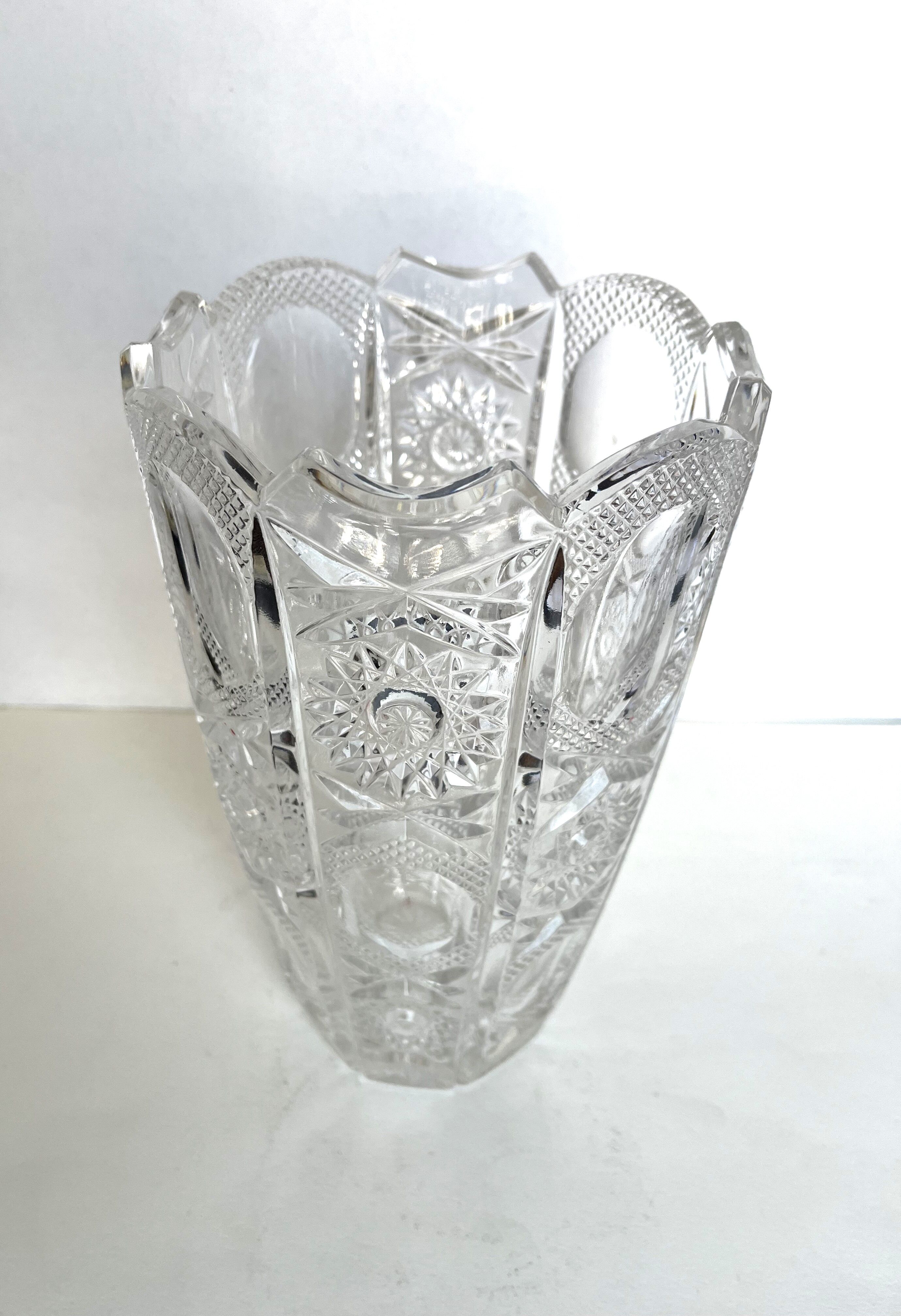 Carved crystal vase