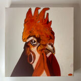 Coq portrait peinture à l’huile