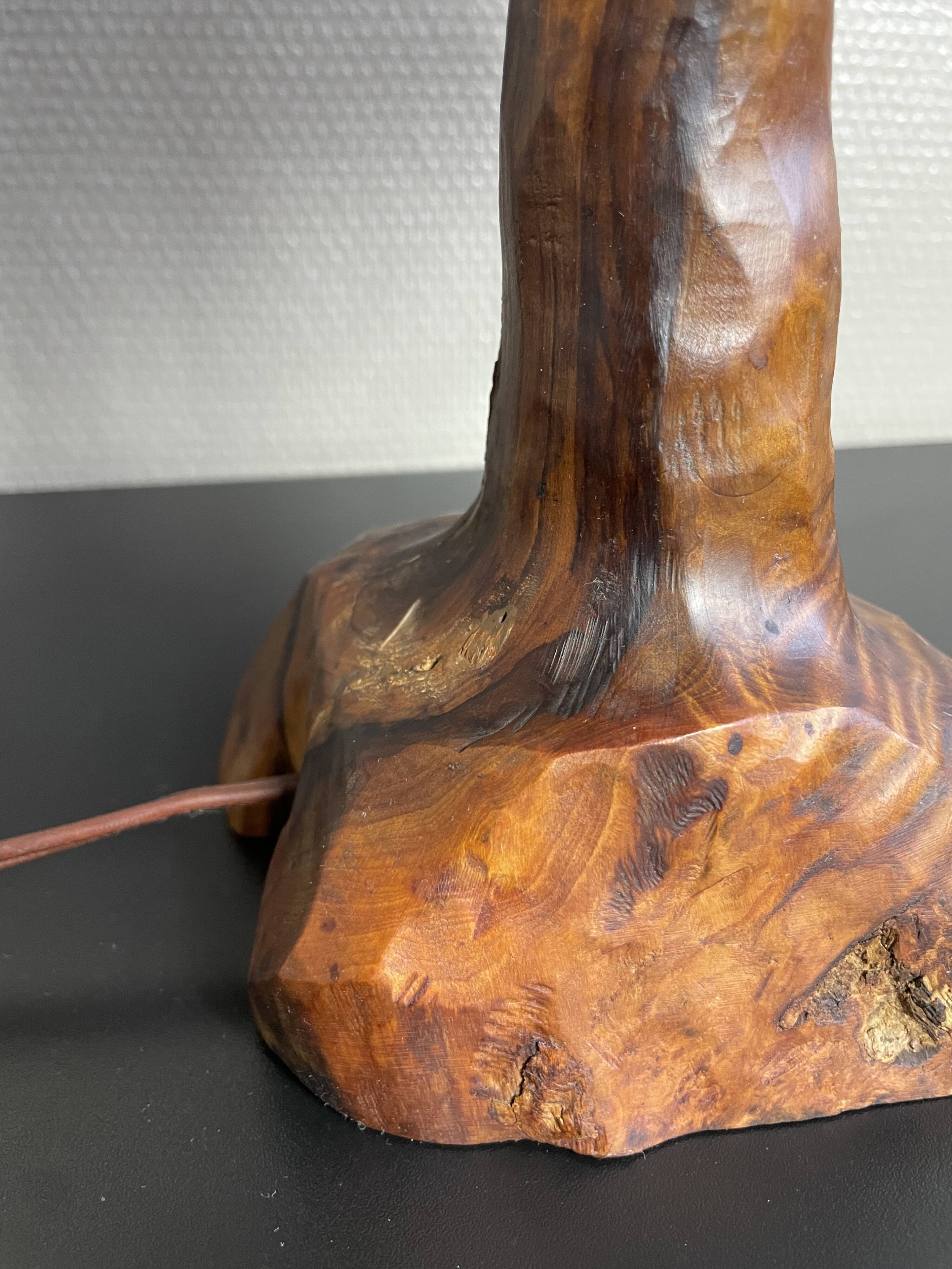 Wooden lamp by Olivier 70s