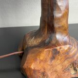 Wooden lamp by Olivier 70s