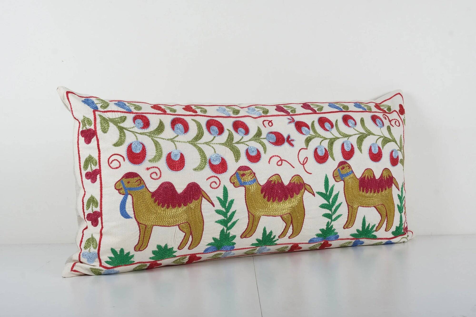 Vintage embroidered cushion cover 46x97 cm