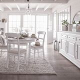 Buffet blanc 3 portes 3 tiroirs blanc satiné en bois massif