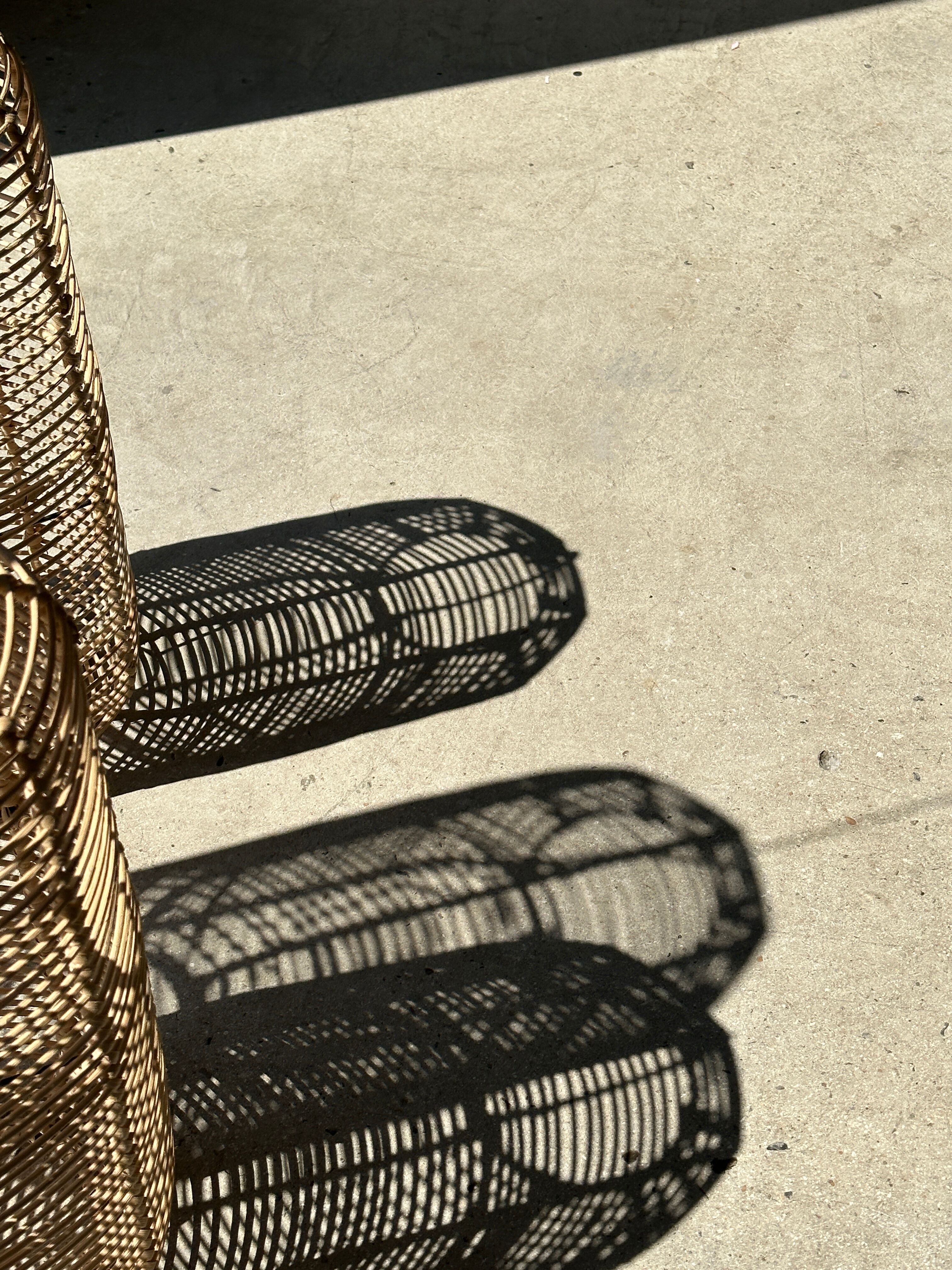 Large lantern-shaped rattan pendant lamp H50 D24