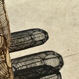 Large lantern-shaped rattan pendant lamp H50 D24