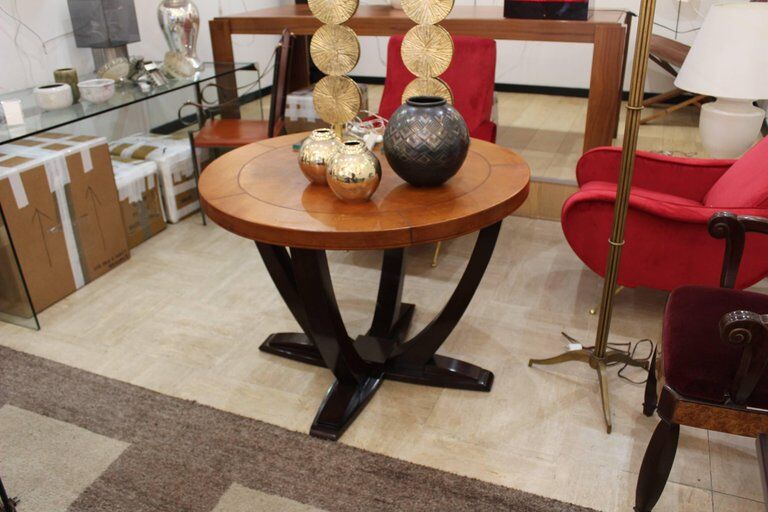 Table art deco rosewood and leather France around 1930