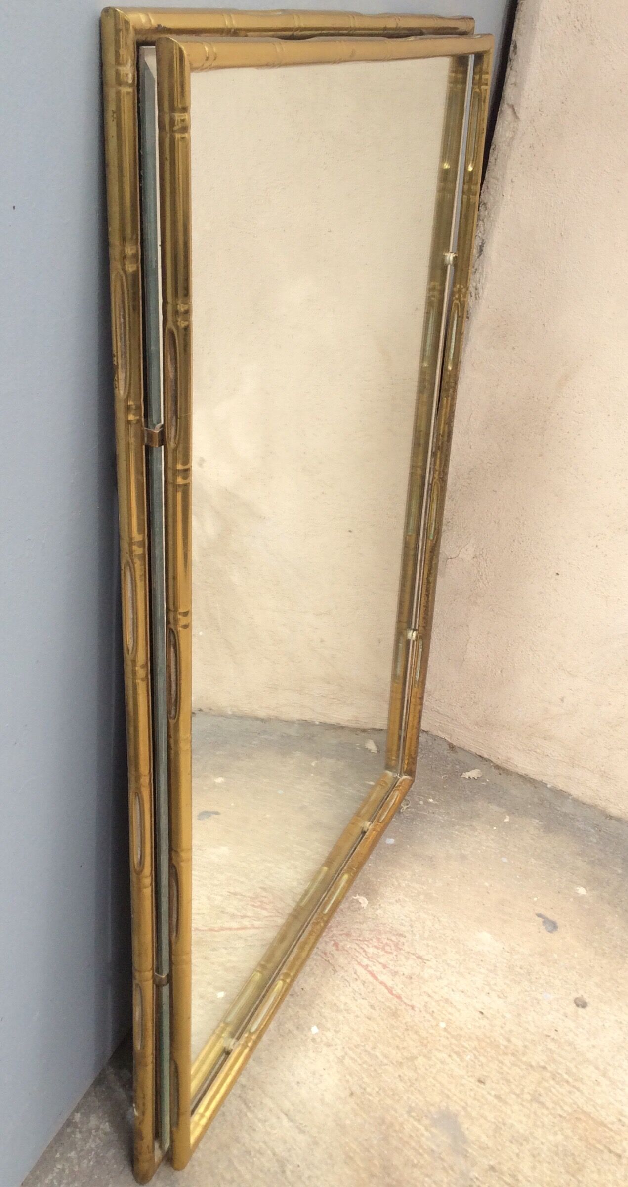 Mirror golden brass Italy 70s 91x66cm