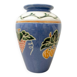 Vase vintage en céramique émaillée – Motifs en relief méditerranéens