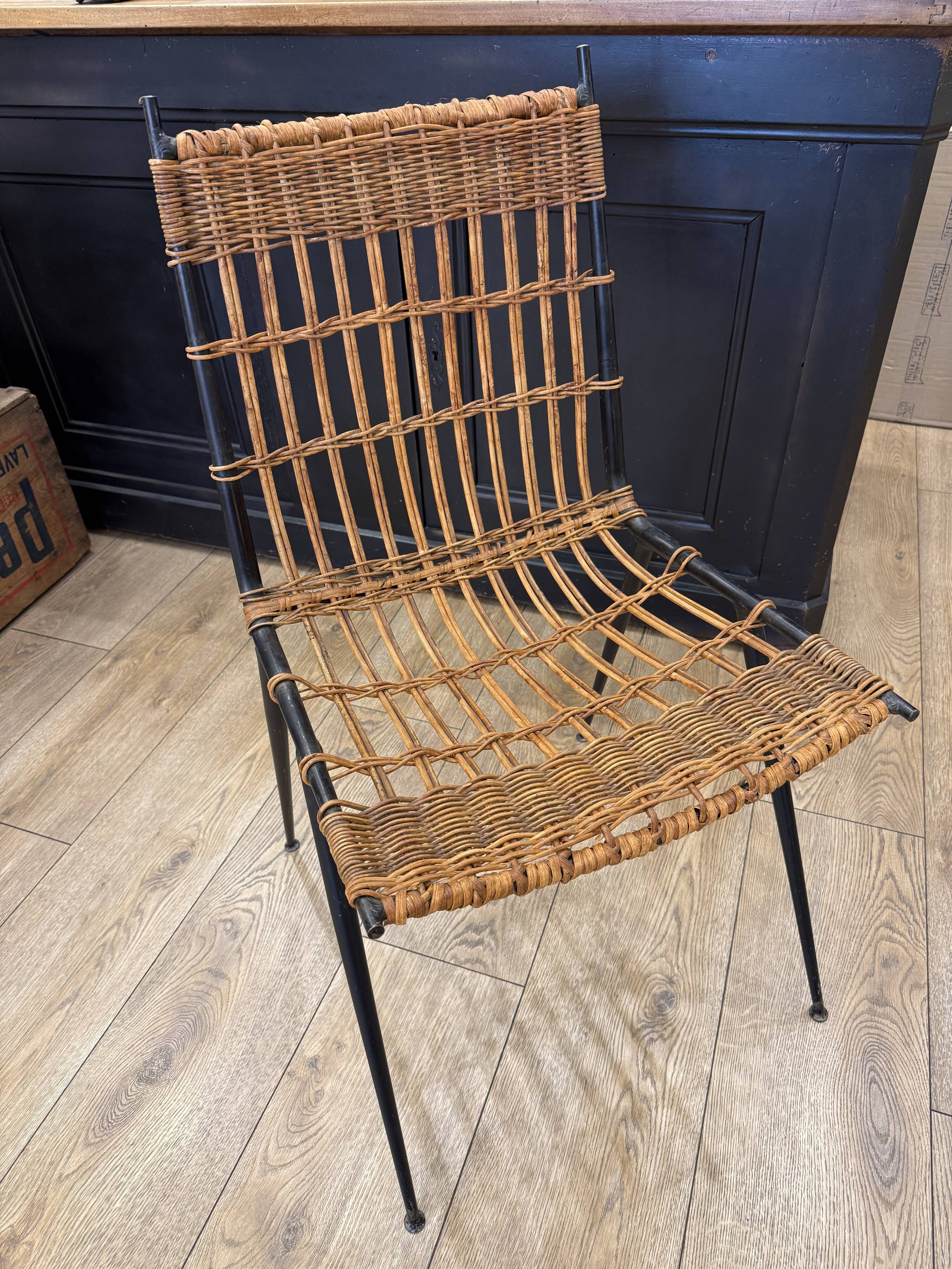 Raoul Guys rattan and iron chair
