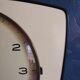 Vintage formica silent wall clock trapeze "Pale yellow Talgo"
