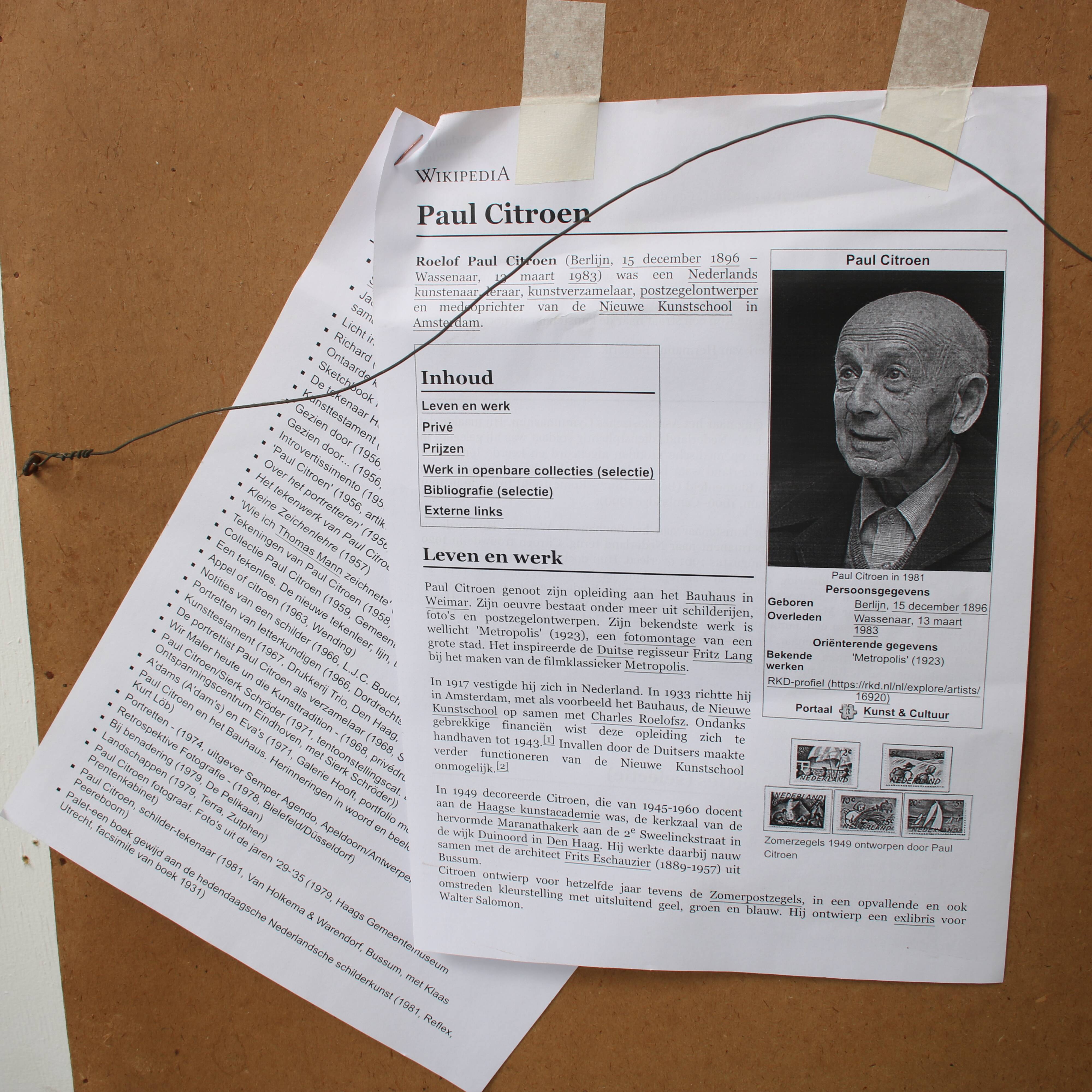 Signed oil painting “Zelfportret” by Paul Citroen, the Netherlands, 1965