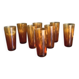 8 gobelets vintage en verre bullé ambré dlg Biot