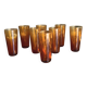 Set of 8 large Vintage tumblers in Amber bubbled glass dlg Biot