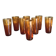 Set of 8 large Vintage tumblers in Amber bubbled glass dlg Biot