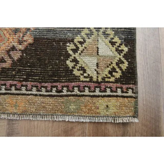 Orange Turkish Vintage Oushak Handmade Wool Rug Runner 76x374