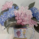 Watercolour Hydrangeas in Quimper Jug