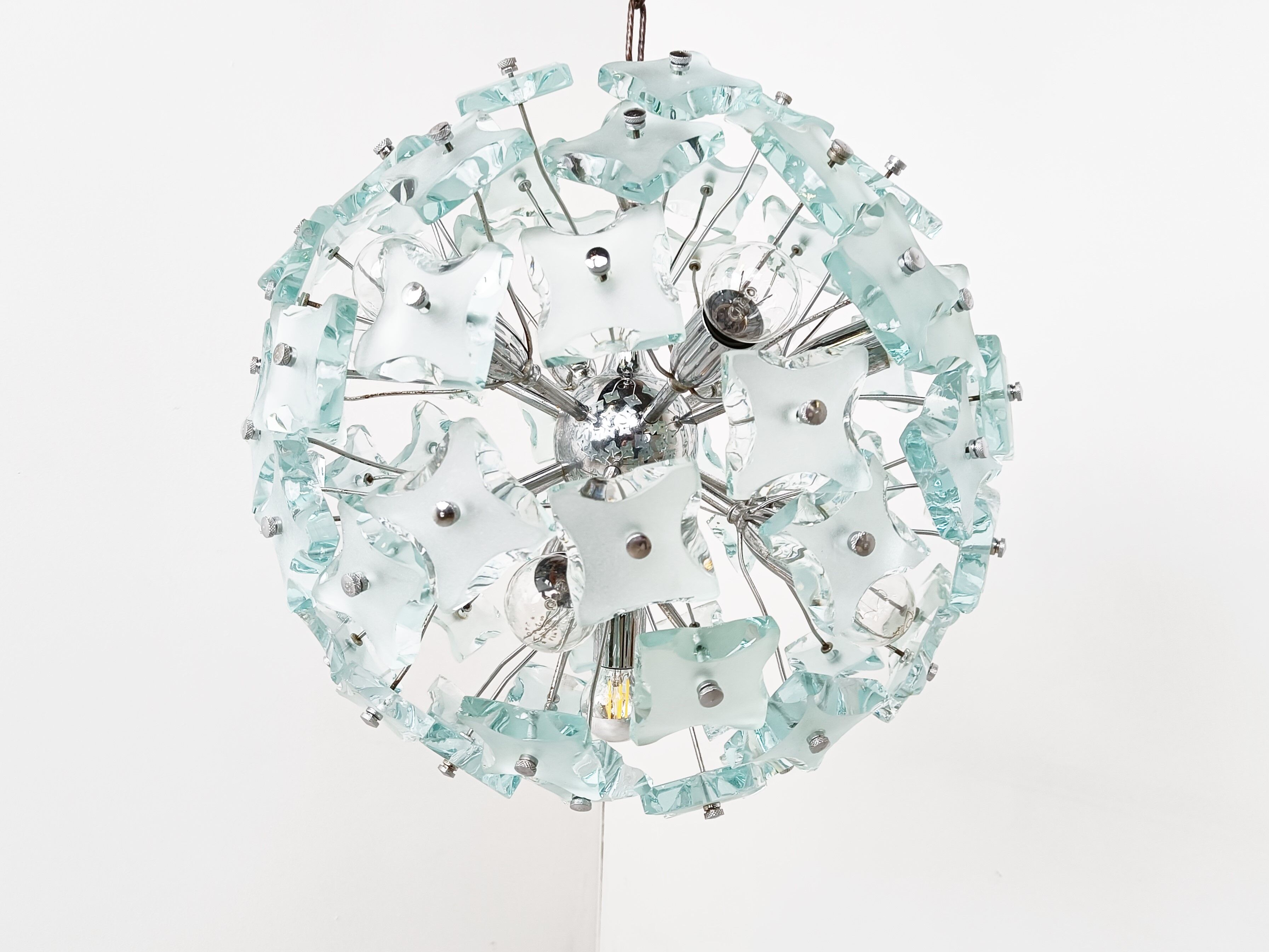 Mid century glass sputnik chandelier, 1970s
