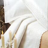 4-piece embroidered & openwork cotton bed set