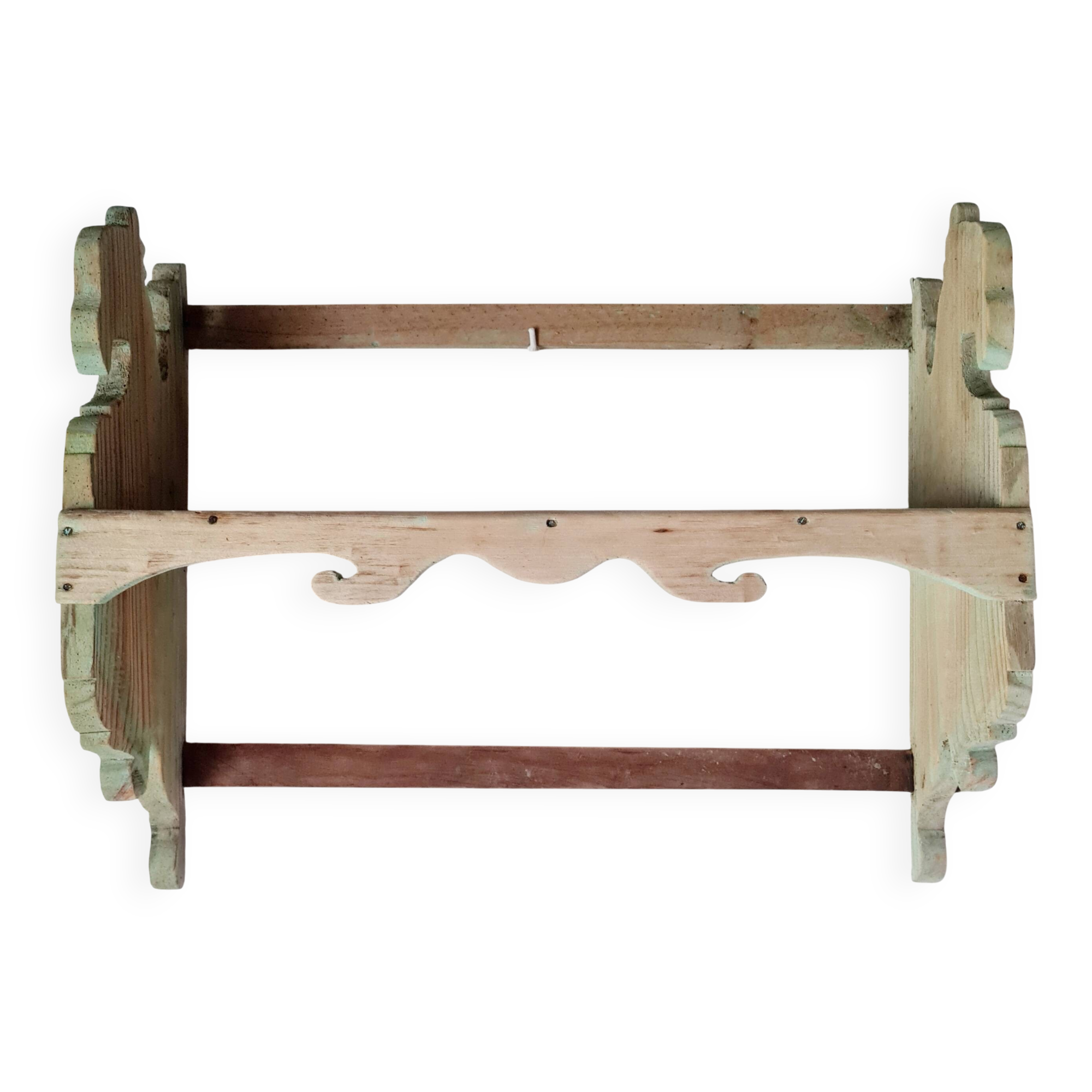 Antique wall shelf in raw wood