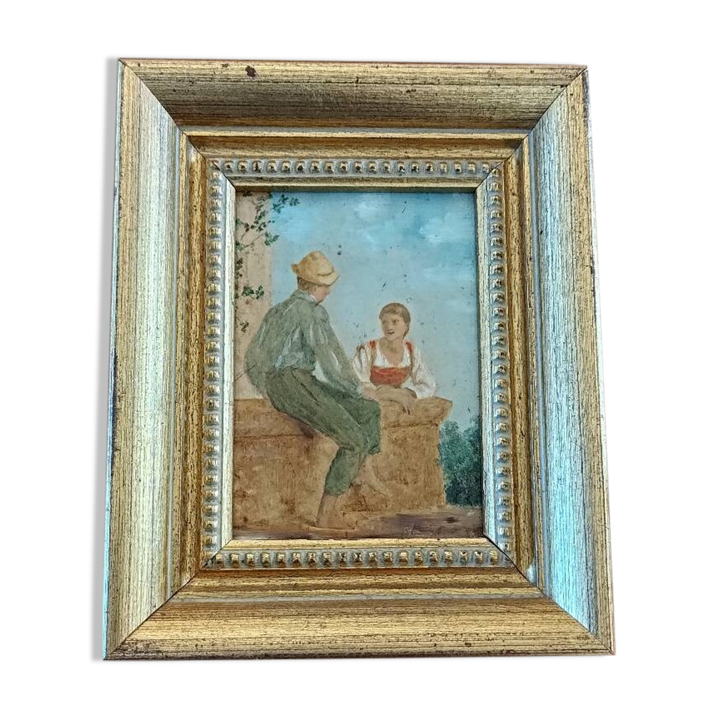 Tableau à l'huile scène galante