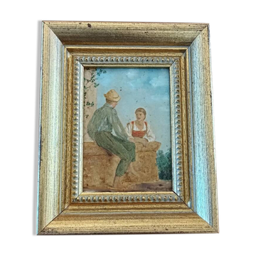 Tableau à l'huile scène galante