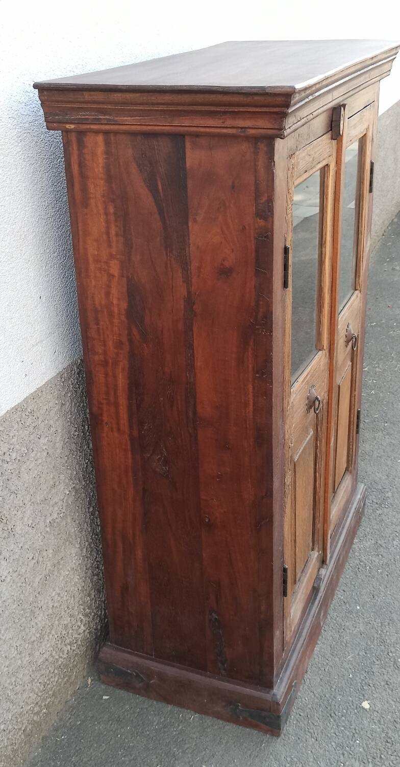 Small glass cabinet in old wood
