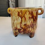 Cache-pot en céramique de couleur ocre terracotta d'Accolay