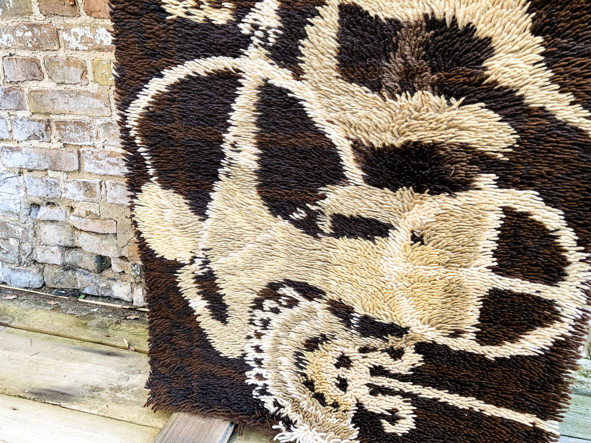 Rya wool mythological carpet handwoven