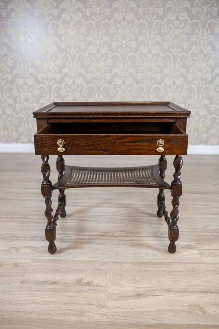 Oak Side Table in Dark Brown, 1930s