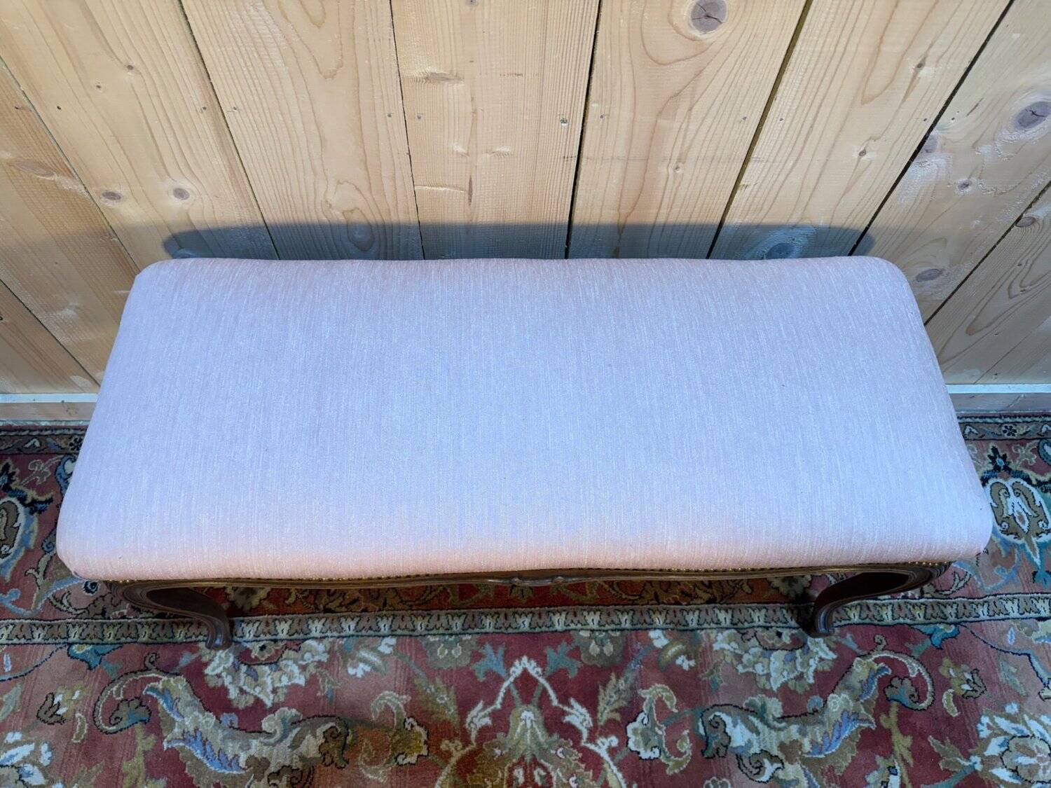 Louis XV style piano bench in pink fabric