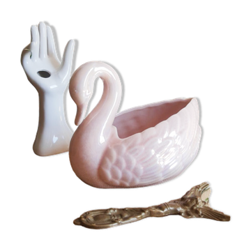 Sia Vintage Pink Pearl Swan Shaped Planter